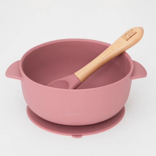 Silicone Baby Bowl & Spoon - Pink image 1