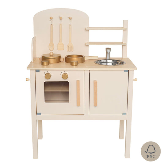 Wooden Play Kitchen - Cream image 0
