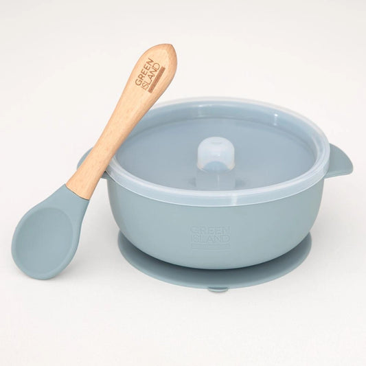 Silicone Baby Bowl & Spoon - Blue image 0