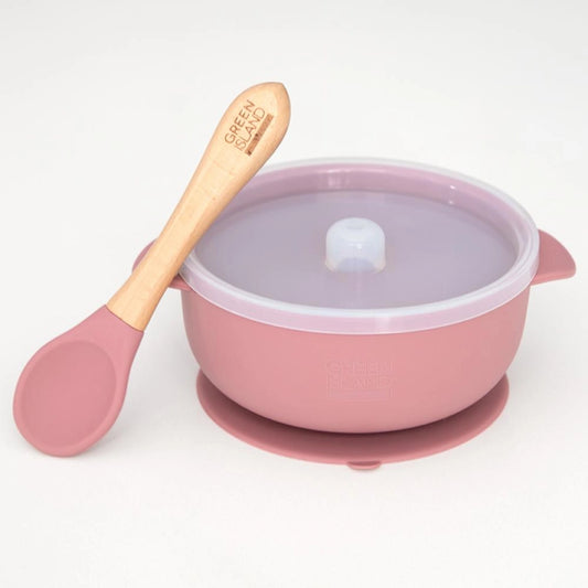 Silicone Baby Bowl & Spoon - Pink image 0