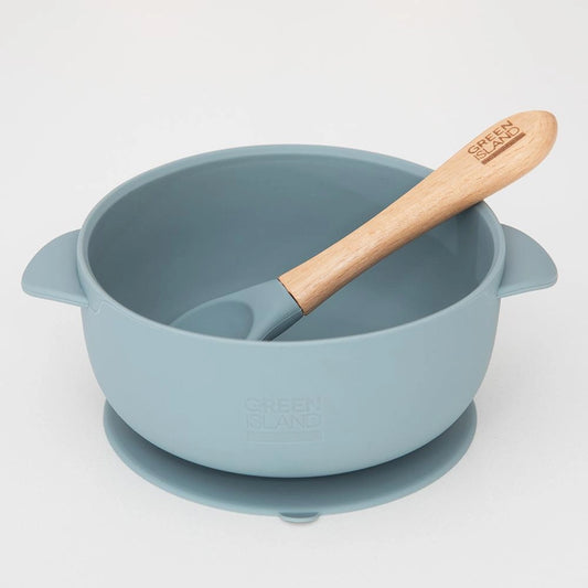 Silicone Baby Bowl & Spoon - Blue image 1